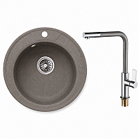 Комплект мивка и смесител 8301 GRAY + 718650 GRAY – Inter Ceramic 11.12.77.0104